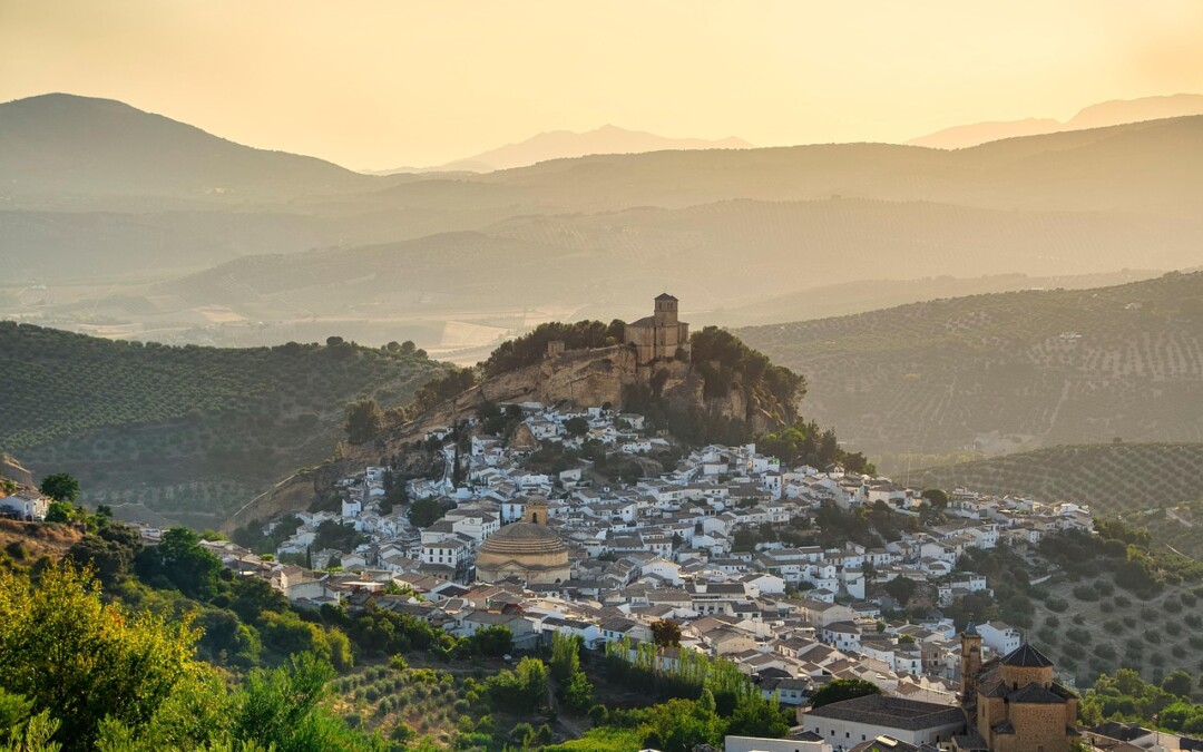 granada, spain, town, nature, landscape, sunset, rural, aerial view